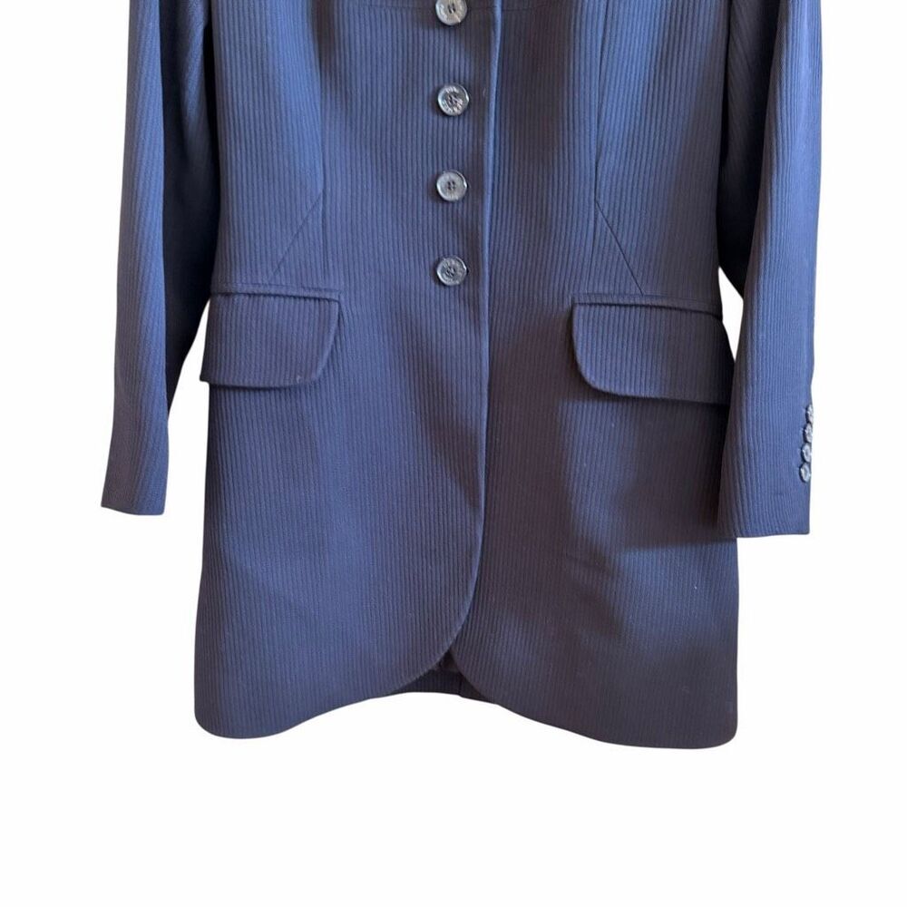 Hermès Paris Vintage Y2K Women’s Navy Pinstripe Wool Coat Blazer SZ EU 38 / US 6 - Picture 6 of 15
